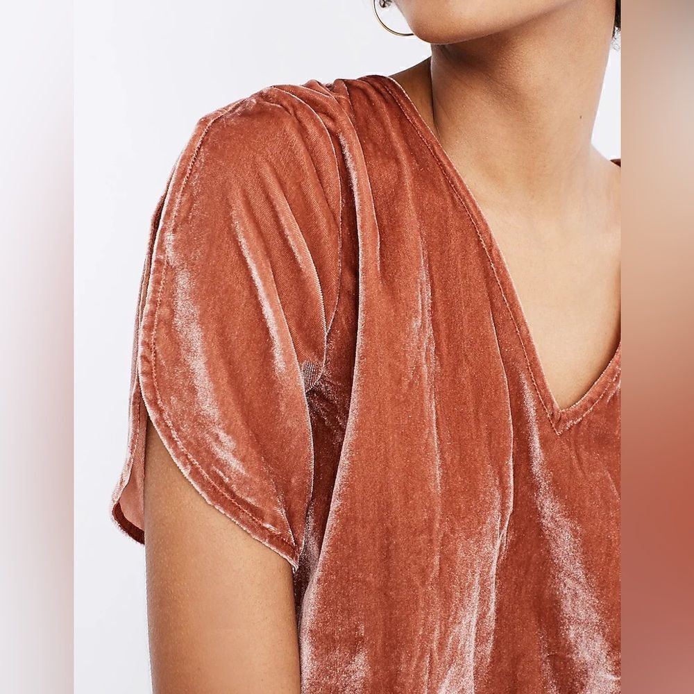 Madewell Velvet Tulip-Sleeve Ruffle Top - Picture 3 of 10